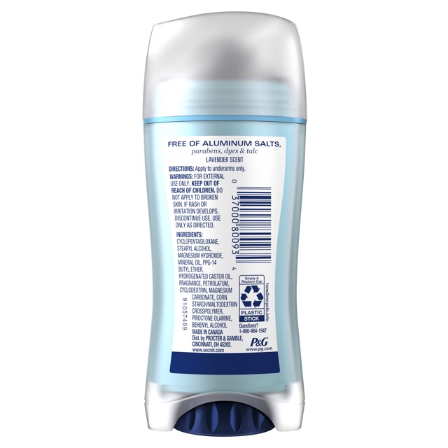 Lăn khử mùi không muối nhôm Secret Aluminum Free Deodorant 68g - hàng nhập Mỹ | BigBuy360 - bigbuy360.vn