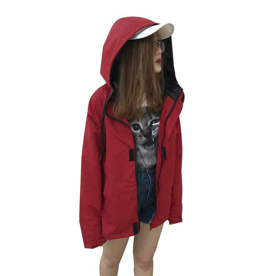 Áo Khoác Dù Jacket Cao Cấp Thời Trang Nam Nữ màu đỏ đô