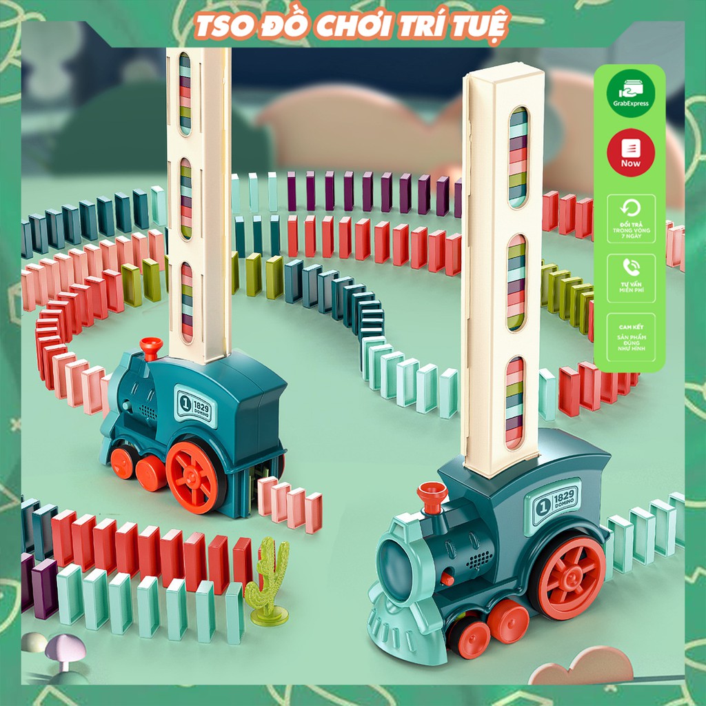 TÀU HỎA XẾP HÌNH DOMINO TỰ ĐỘNG CÓ NHẠC, XE LỬA TẶNG KÈM PIN CHO BÉ CHO BÉ THỎA SỨC SÁNG TẠO