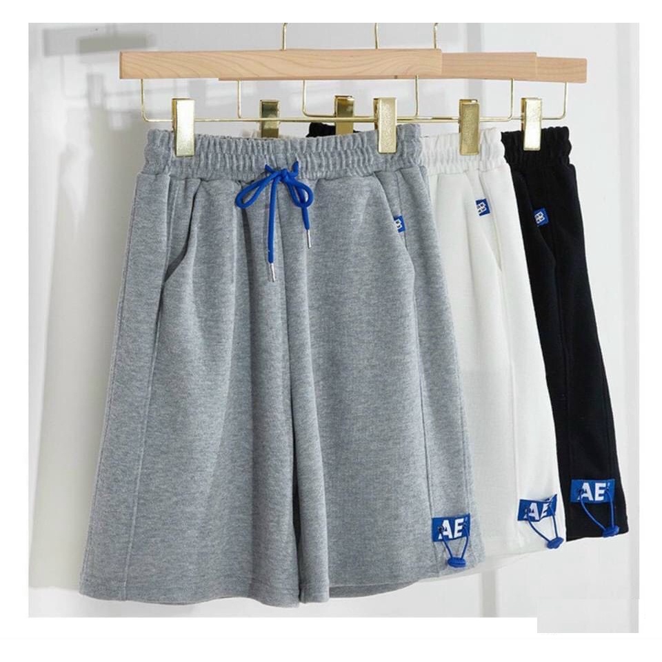 Quần Short Tem Xanh Ae PEONYB Unisex  🌸 Sooc logo phối dây rút, shorts đùi ống rộng hàn quốc đẹp Ulzzang 🌸
