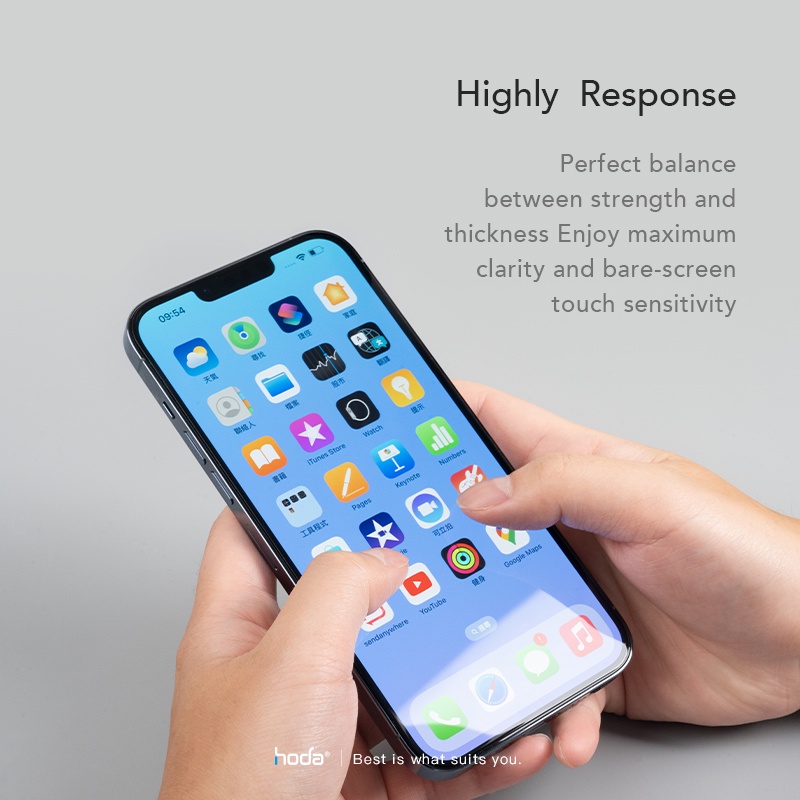 Cường Lực iP 15 HODA Full Coverage 0.33 mm Khung Trợ Dán 15Proma/13/13Pro/13Promax/14/14Pr/14Promax Hàng Chính Hãng Hoda