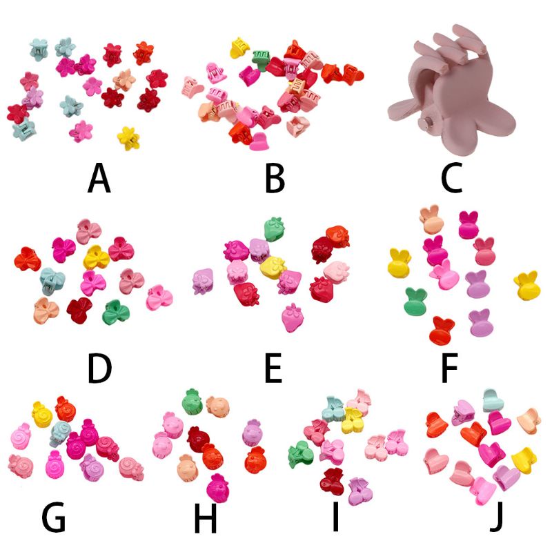 Kẹp Tóc Nhựa Mini Hình Thỏ/Hoa/Trái Cây Dễ Thương Cho Bé Gái