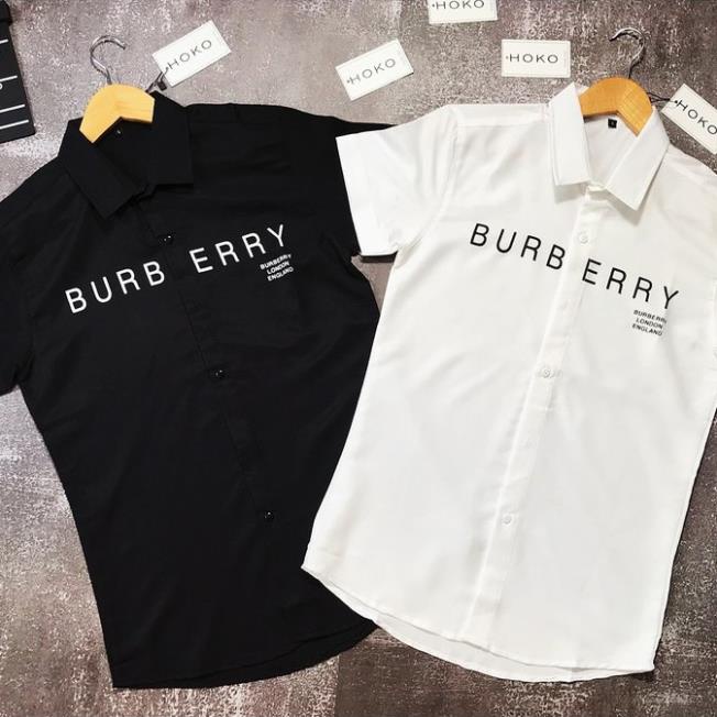 Áo sơ mi Nam Nữ ⚡FREE SHIP⚡ Áo sơ mi tay ngắn Burberry kẻ ngang ngực !