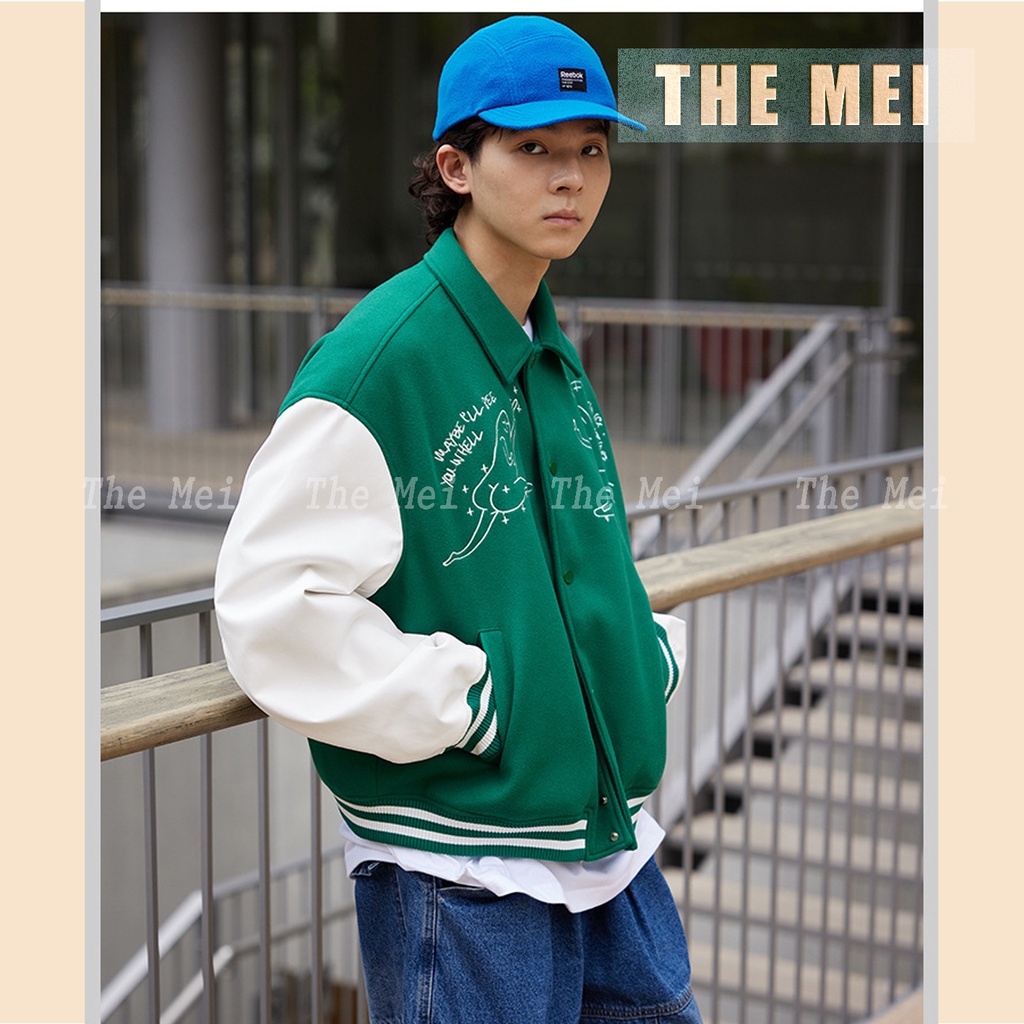 HÀNG CÓ SẴN - Áo khoác bomber varsity jacket - Beeanddee - 2022AW - Hàng chuẩn Trung - The Mei