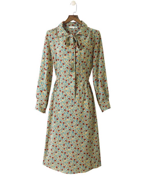 Đầm Mixxo tay dài cổ nơ