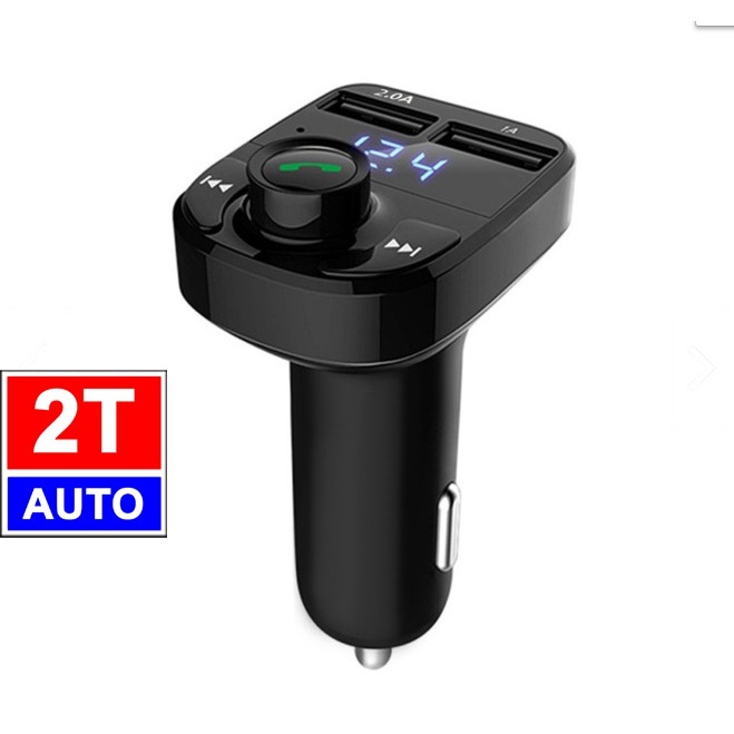 TẨU NGHE NHẠC VÀ ĐÀM THOẠI BLUETOOTH TRÊN XE HƠI Ô TÔ VỚI 2 CỔNG SẠC USB:   SKU:607