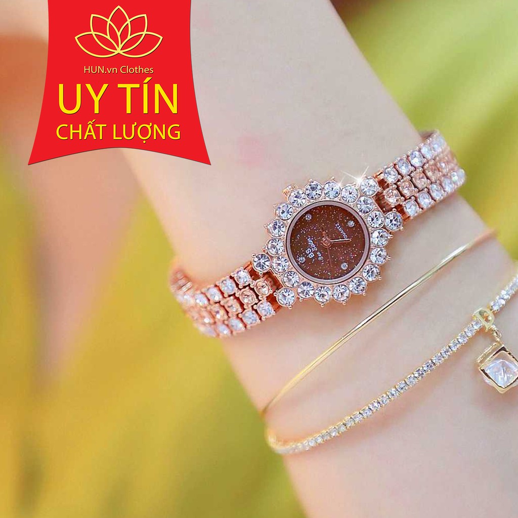 Đồng hồ nữ Bee Sister Korea viền đá xoay + tặng lắc tay cao cấp và pin cao cấp | BigBuy360 - bigbuy360.vn