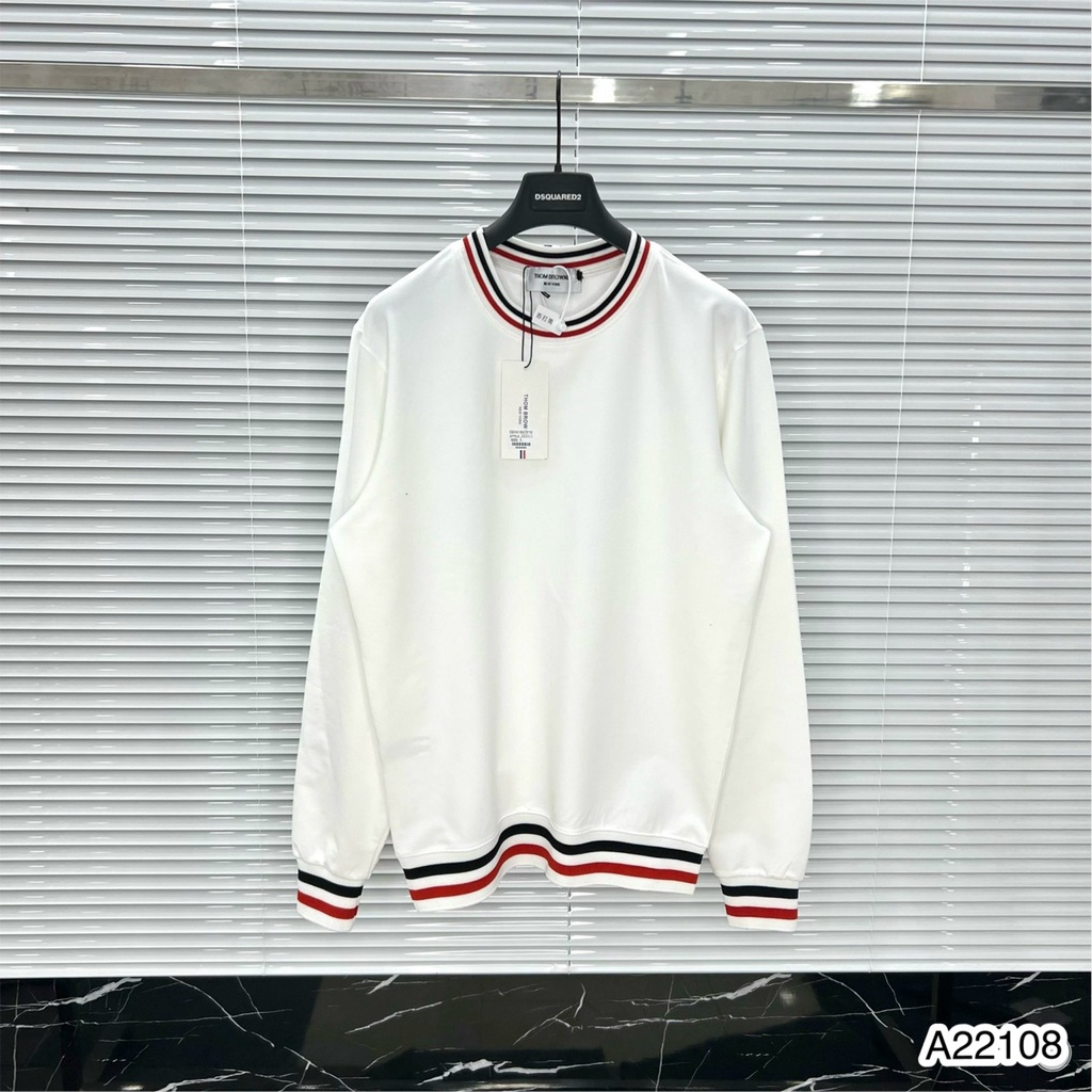 Áo Nỉ Dài Tay Nam Nữ Thom Browne Kẻ Tay Siêu Đẹp - Áo Nam Nữ Thom Browne Nỉ Dài Tay Kẻ Vòng Cổ Cực Nét
