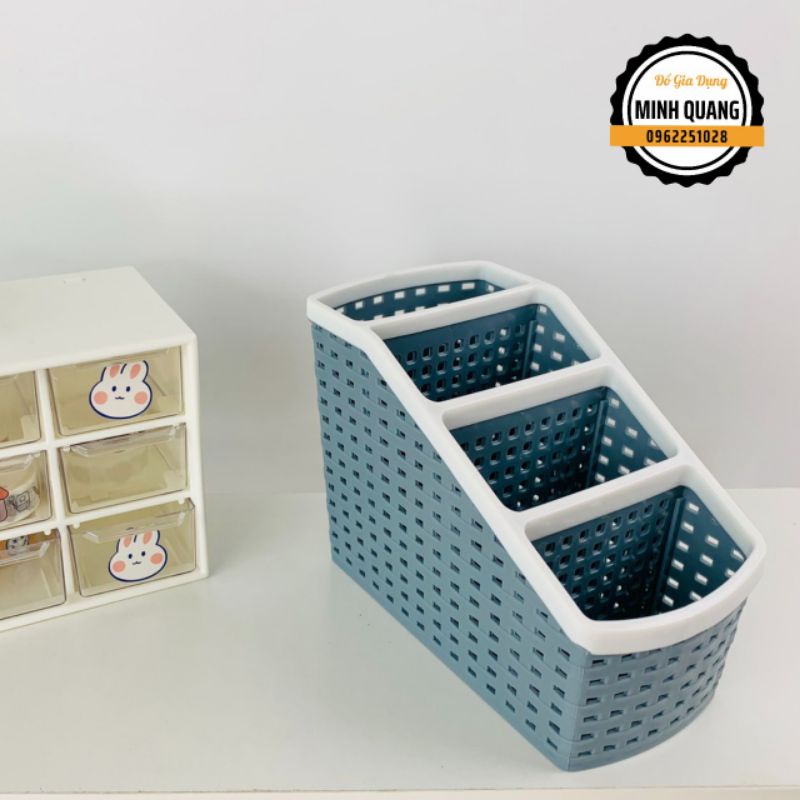 Khay Nhựa 4 Ngăn Để Bàn Đựng Đồ Dùng Đa Năng, Để Bút< Điều Khiển - Khay Tiện Ích 4 Ngăn Nhựa Việt Nhật