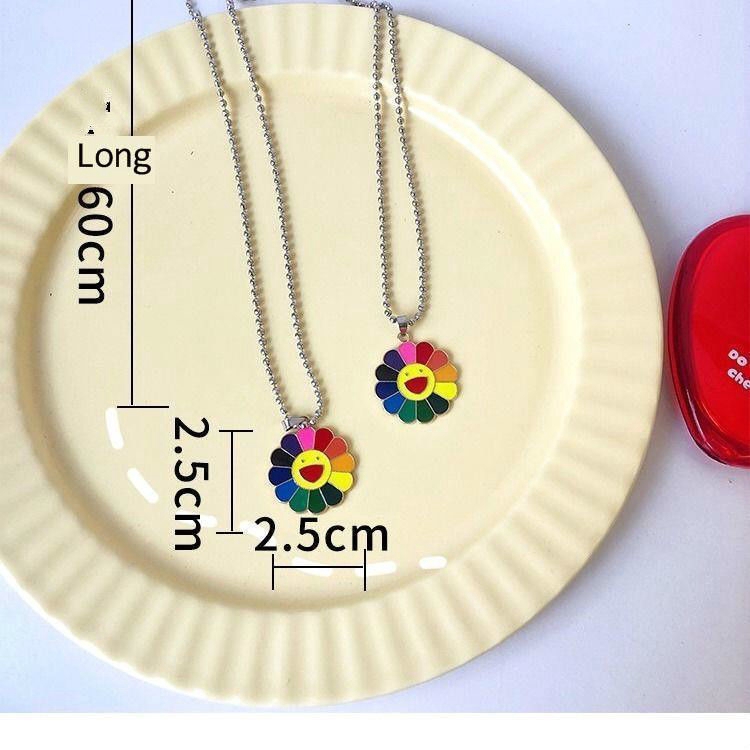 Dây Chuyền Mặt Hình Hoa Hướng Dương Màu Cầu Vồng Dễ Thương
