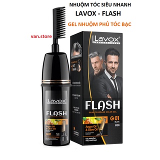  Dầu Gội Phủ Bạc Màu Đen + Nâu - Lược Nhuộm Tóc Thông Minh GEL Lược Nhuộm Phủ Bạc LAVOX FLASH 