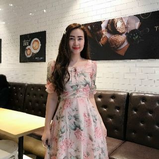 Váy voan tơ rút dây vnxk