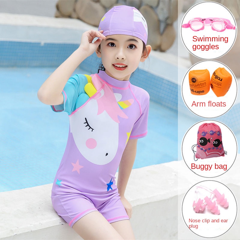 ♛Bộ Đồ Bơi Liền Thân Chống Nắng Nhanh Khô Kiểu Dáng Dễ Thương Dành Cho Bé Gái