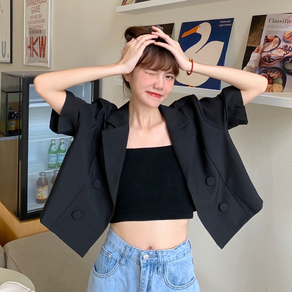 Short-sleeved blazer elegant and fashionable women's suit（2-piece set） | BigBuy360 - bigbuy360.vn