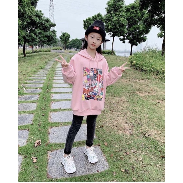 Áo nỉ hoodie bé gái thu đông size đại 35 đến 55kg M113