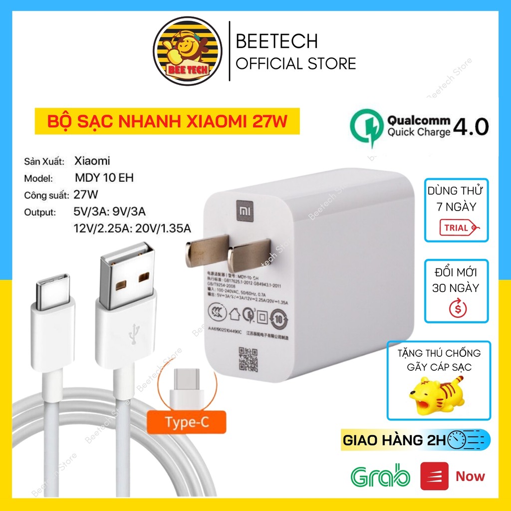 Sạc Xiaomi 27w, Bộ sạc nhanh chính hãng cho mọi loại điện thoại - Beetech