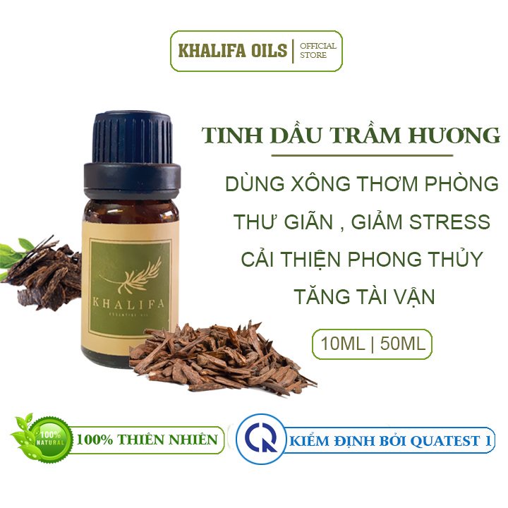 Tinh dầu Trầm Hương KHALIFA giúp khử mùi, giải tỏa căng thẳng, làm thơm phòng dùng xông đèn đốt, máy khuếch tán, treo xe