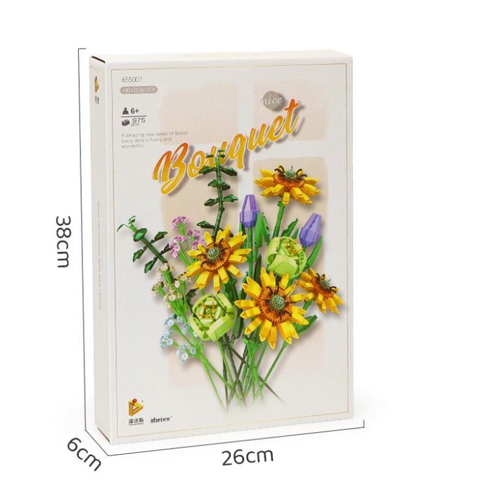 Đồ chơi xếp hình bó hoa trắng, xanh, đỏ| Nonlego xếp hình Bouquet 655001, 655007, 655008 nhiều mẫu