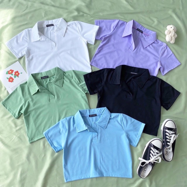 Áo CropTop PoLo Trơn Tay Ngắn