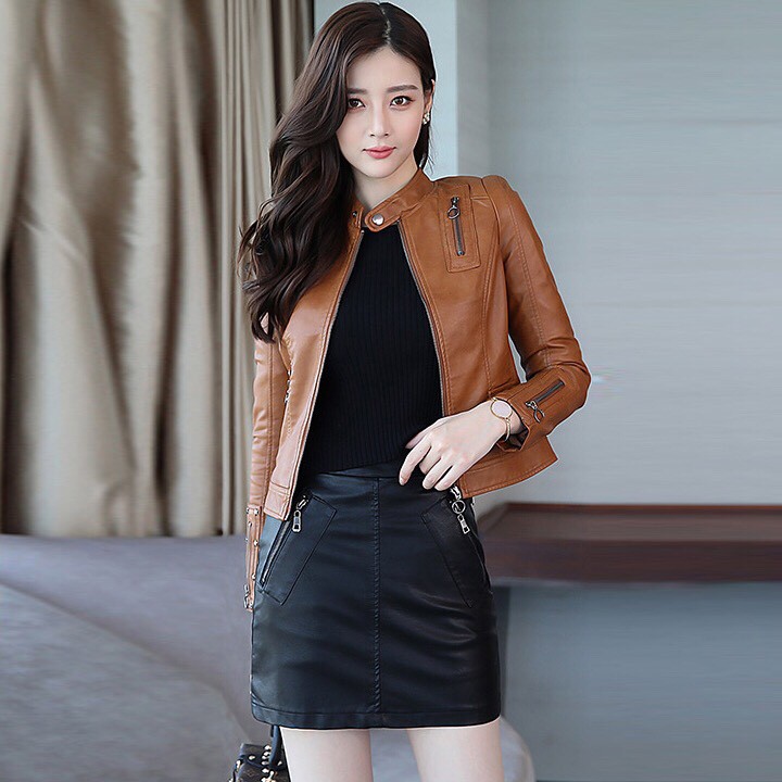Áo Da Nữ Thái Cao Cấp❤FREESHIP❤Áo khoác da xịn dày đẹp AKDN06(Bảo Hành 2 năm)