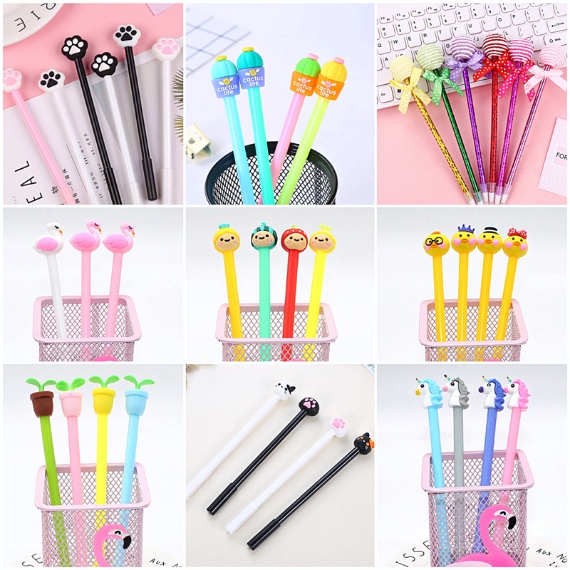 Bút gel đen ngòi 0.5mm họa tiết nhiều hình dễ thương đa dạng| Xem thêm ở phần mô tả