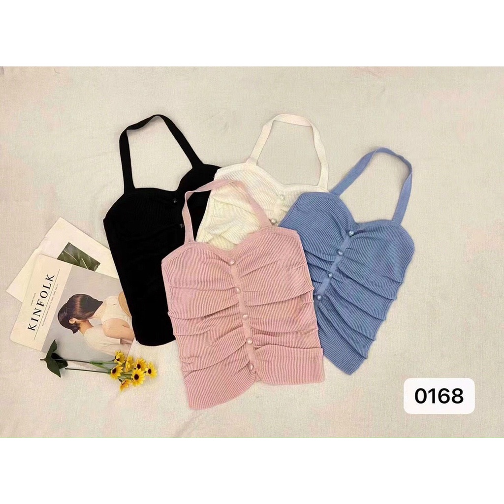 Áo Yếm Hở Lưng Nữ Tính 2 Dây Cotton Len Tăm Ôm Dáng Body Gợi Cảm 0168