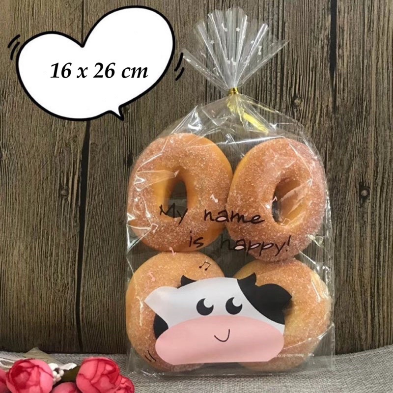 Túi bò sữa happy đựng bánh mì sandwich, cua phô mai, donut - 50 cái