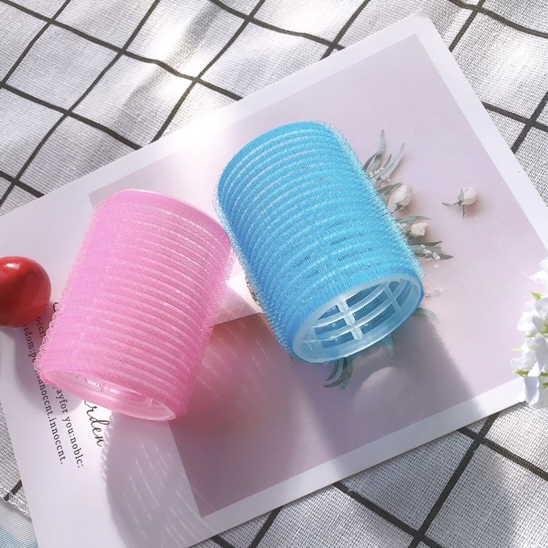 Set 2 Lô cuốn, lô uốn tóc mái tự dính bằng nhựa cỡ lớn 6cm