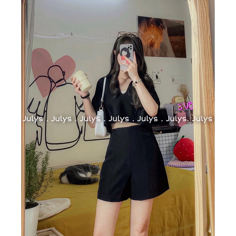 [Mã WASKT304 giảm 15% tối đa 30K đơn 99K] Áo croptop khoét ngực cổ bẻ (ảnh thật shop chụp kèm video) | BigBuy360 - bigbuy360.vn