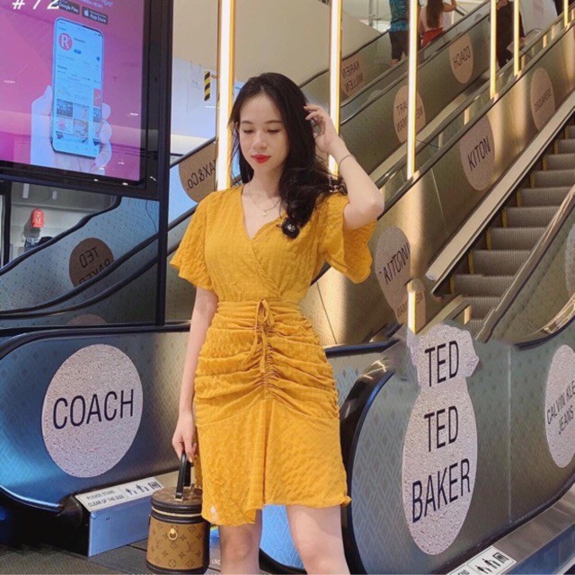 [Mã SR14MAY5 giảm 20K đơn 50K] Đầm nữ / Váy đuôi cá màu vàng rút dây hông đi biển, đi chơi siêu xinh cho chị em | BigBuy360 - bigbuy360.vn