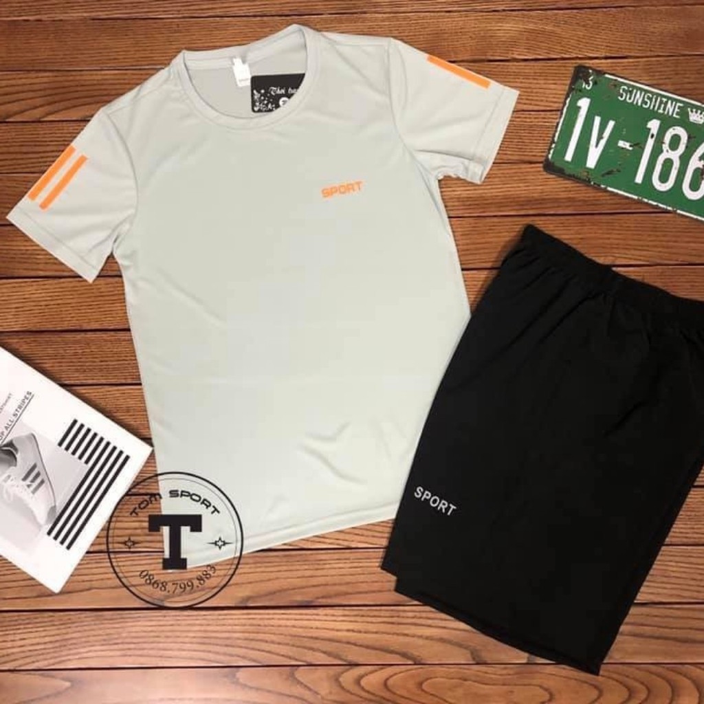 Bộ Thể Thao Nam Thun Lạnh Vải Trơn Cổ Tròn 4 Chiều - Thoải Mãi tập GYM | BigBuy360 - bigbuy360.vn