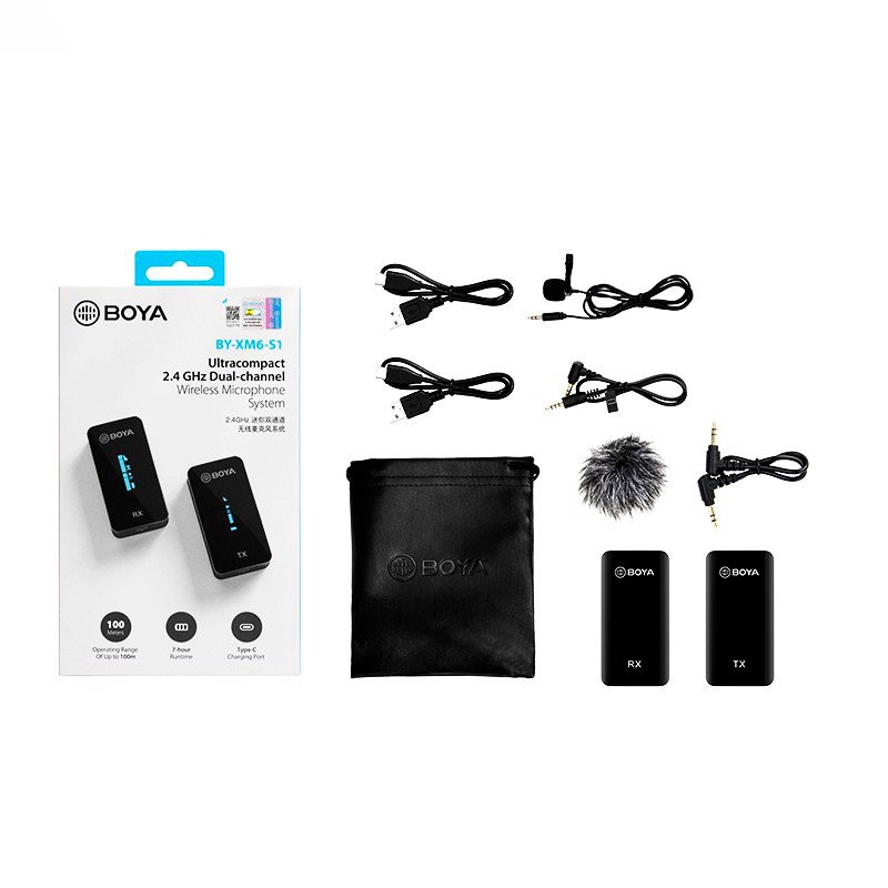 Micro Cài Áo Không Dây 2.4GHz, Phạm Vi 100m Dành Cho Smartphone, Laptop, Máy Ảnh | Boya BY-XM6-S1 BY-XM6-S2