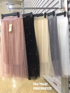 Chân váy maxi von lưới đính hạt