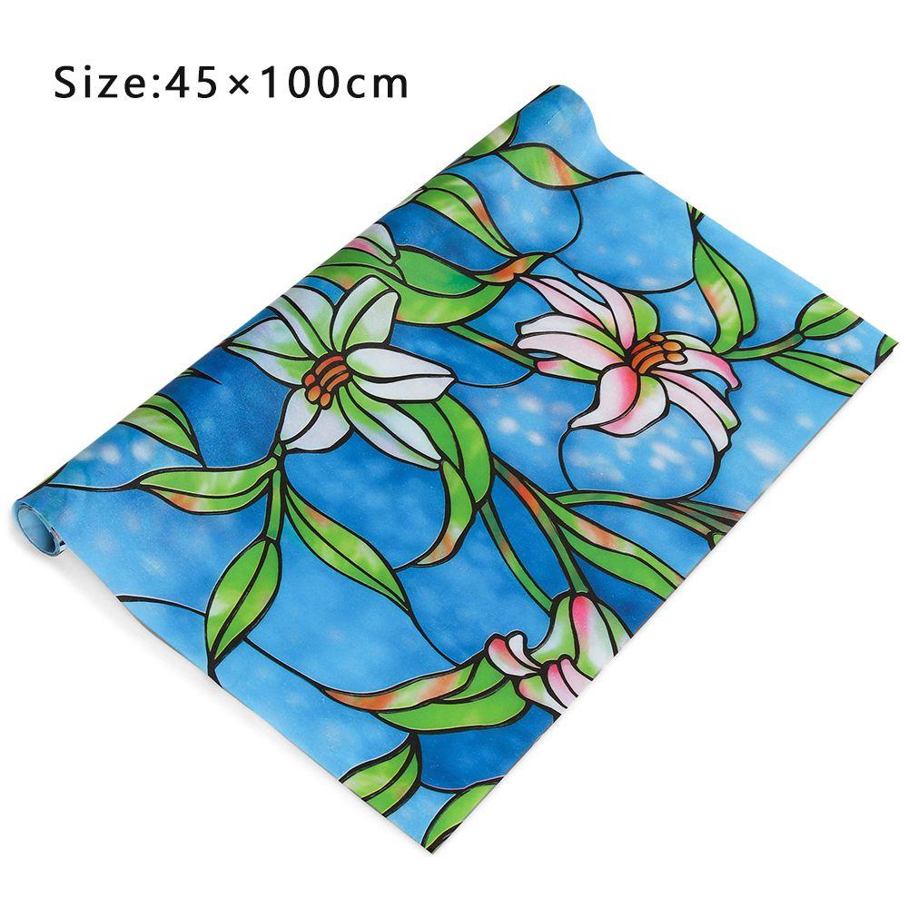 LEISURE Sticker Dán Cửa Sổ Chống Tia UV Họa Tiết Hoa Mộc Lan