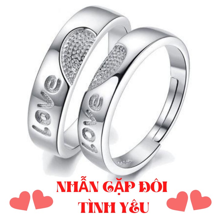 Nhẫn đôi/Nhẫn nam nữ thời trang mạ bạc cực xinh cho tình yêu thăng hoa.