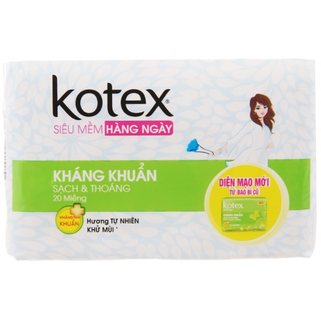 Băng vệ sinh Kotex hằng ngày không cánh kháng khuẩn 20 miếng