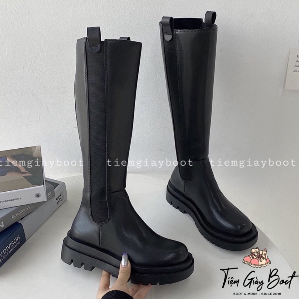Giày Boot Đùi Mona KQ98 HighKnee Có Line Chun Cá Tính, Giày Bốt Đùi Mona Đế 3-5cm Siêu Cá Tính - Tiệm Giày Bốt