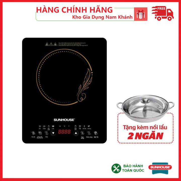 Bếp Điện 🔥 Bếp Từ Cảm Ứng Sunhouse SHD6806 🔥 Tặng Kèm Nồi Lẩu 02 Ngăn Tiện Dụng 🔥 Bảo Hành 12 Tháng