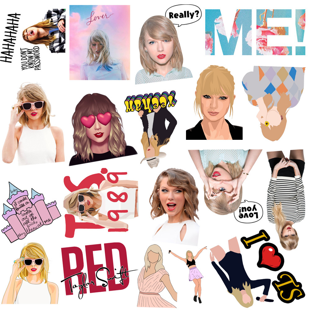 Set 50 Miếng Dán Hình Taylor Swift Trang Trí Xe Hơi / Xe Máy / Điện Thoại Đa Năng