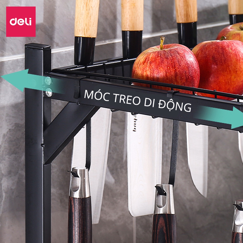Kệ Chén Bát Nhà Bếp Đa Năng Deli - Chống Xước Sơn Đen Tĩnh Điện Giá Úp Bát Trên Bồn Rửa Ráo Nước - Kèm Đầy Đủ Phụ Kiện