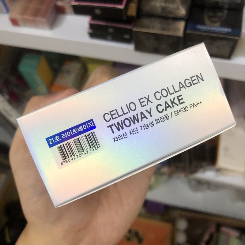 Phấn phủ 💖FREESHIP💖 Phấn phủ Cellio Ex Collagen twoway cake siêu mịn đều màu da