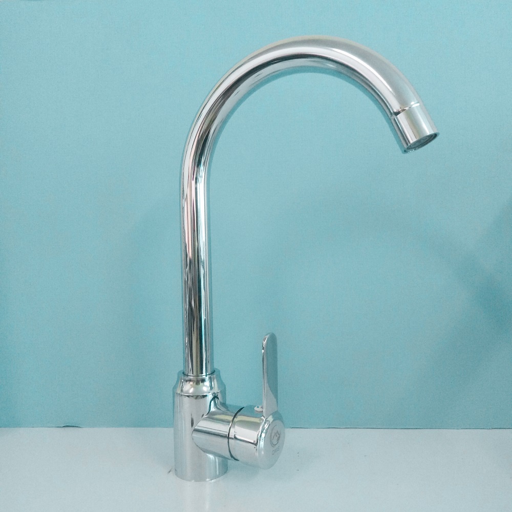 Vòi rửa chén bát Nóng lạnh inox Bóng cần cứng cắm chậu cổ bi xoay 360 độ tiện dụng tay gạt điều chỉnh DẸT