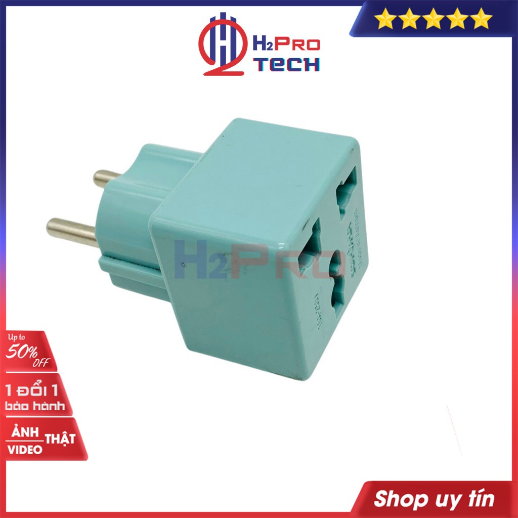 Bộ Chia Ổ Cắm 1 Sang 2 SOPOKA, Ổ Cắm Điện Chuyển Đổi Từ 3 Chân Sang 2 Chân, Chịu Tải 2200W, An Toàn - H2pro Tech
