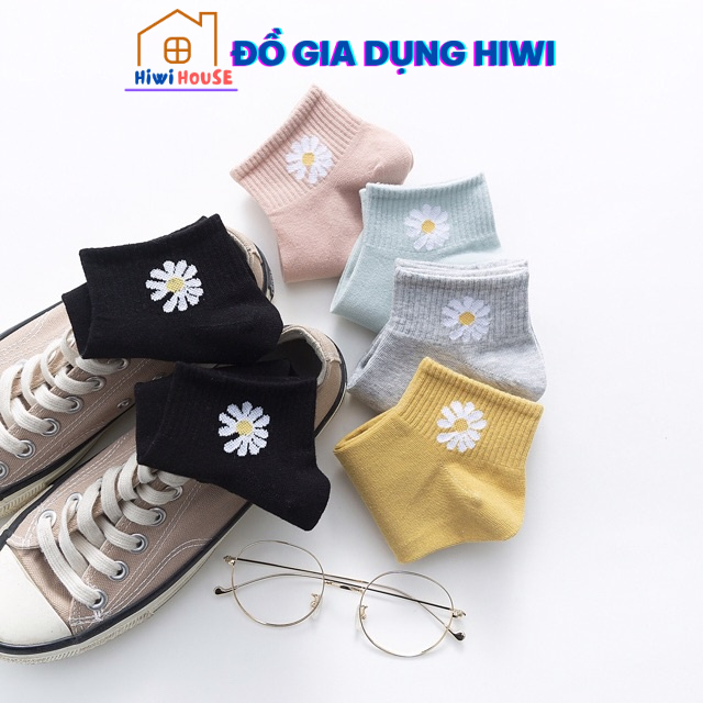 Túi 10 Đôi Tất Nữ Cổ Ngắn Cotton Hoa Cúc