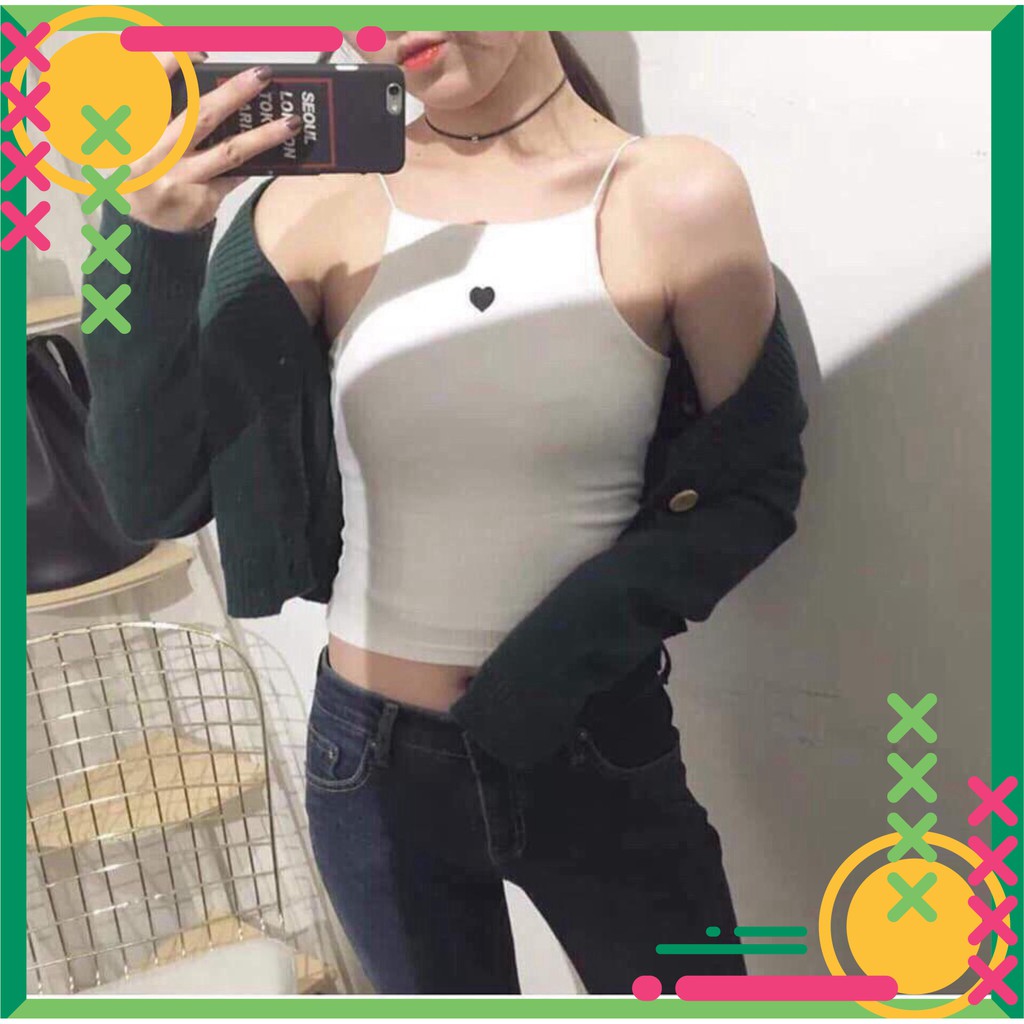 xả kho 1122A10B1 Áo kiểu yếm len gân thêu hình trái tim, sexy gợi cảm xả kho