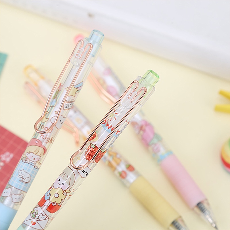 Bút Mực Gel Mực Đen Ngòi 0.5mm Họa Tiết Hoạt Hình Dễ Thương