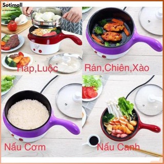 Nồi lẩu mini 2 tầng đa năng chống dính 18cm , chiên, xào, chống dính,  có xửng hấp - Sotimall