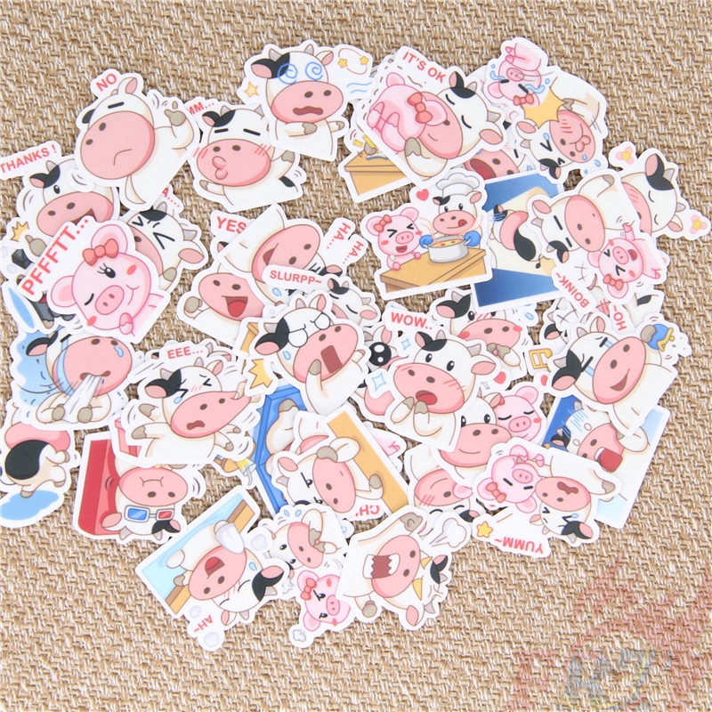 ❀ Kawaii Milk Cow Diary Stickers❀ 40Pcs/set Harajuku Album Scrapbooks Mixed DIY Decor Stickers