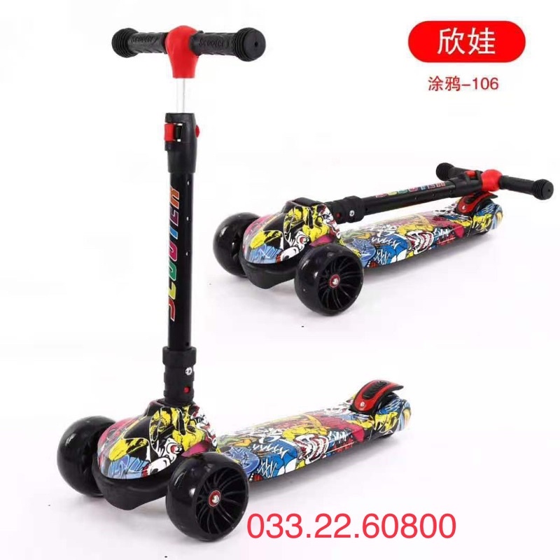 Xe trượt Scooter hàng xuất EU bánh to đèn sáng cực đẹp lại dễ đi cho bé từ 2-9 tuổi