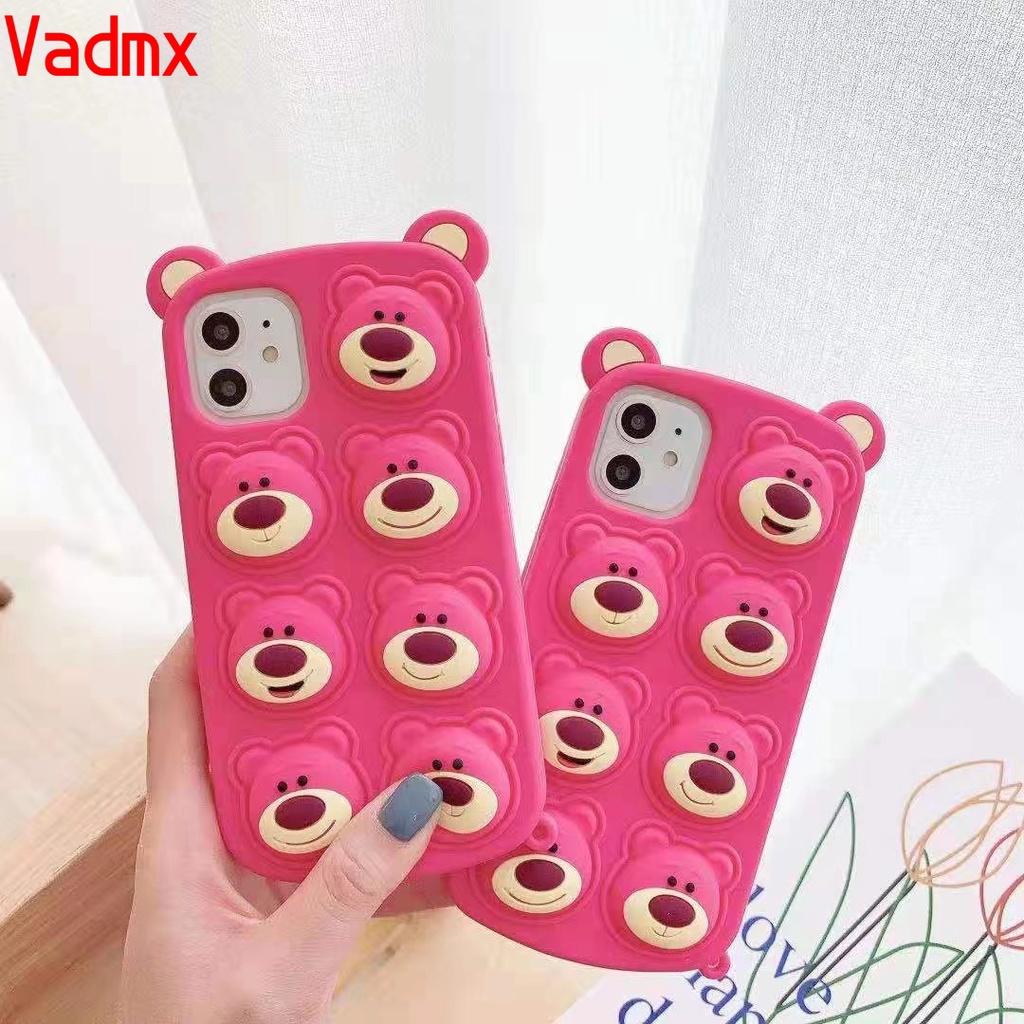 Dễ Thương Ốp Điện Thoại Silicon Gắn Gấu / Dâu Tây Giải Tỏa Căng Thẳng Cho oppo a5s a7 a12e a3s a3 f11 r17 r11s r15